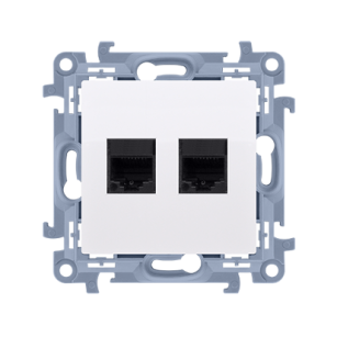 Gniazdo komputerowe podwójne RJ45 kategoria 5e Simon 10, C52.01/11 biały