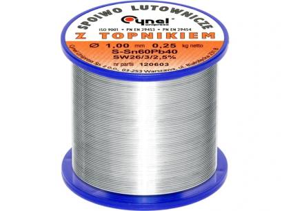 Cyna do lutowania z topnikiem, 250g, FI 1,0mm