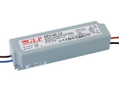 Zasilacz elektroniczny do żarówek LED, 12V DC 60W 5A IP67, GPV-60-12