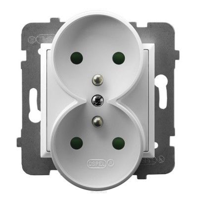 Gniazdo podwójne z uziemieniem modułowe, GP-2URZ/M/00 Aria biały