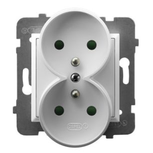 Gniazdo podwójne z uziemieniem modułowe, GP-2URZ/M/00 Aria biały