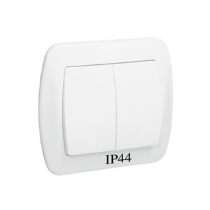 Wyłącznik świecznikowy podświetlany, hermetyczny IP-44, Akord biały
