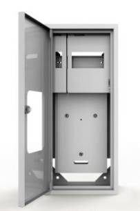 Rozdzielnica licznikowa natynkowa RLN-1L1F+6M-120E na liczniki elektroniczny, drzwi z szybą i zamkiem
