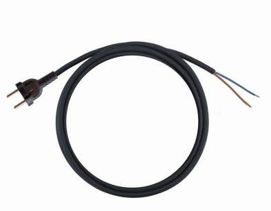 Przewód przyłączeniowy gumowy czarny, wtyczka prosta, długość 5m, WJ-24R 2X1 IP44 5m