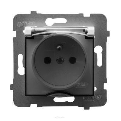 Gniazdo hermetyczne IP44 klapka przezroczysta, GPH-1UZ/M/00/D Aria biały