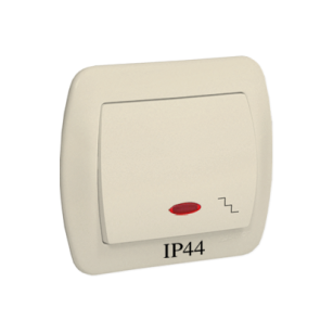 Wyłącznik schodowy hermetyczny IP-44, podświetlany, Akord beżowy