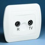 Gniazdo RTV przelotowe, Akord białe - 2