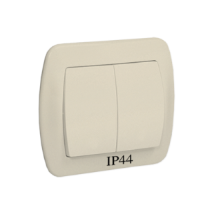 Wyłącznik świecznikowy podświetlany, hermetyczny IP-44, Akord beżowy