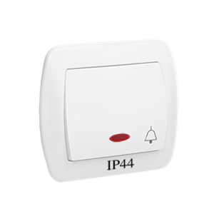 Przycisk dzwonek podświetlany hermetyczny IP-44, Akord biały