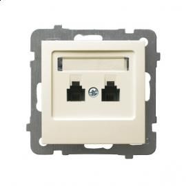 Gniazdo telefoniczne podwójne równoległe, GPT-2GR/M/27   AS ecru