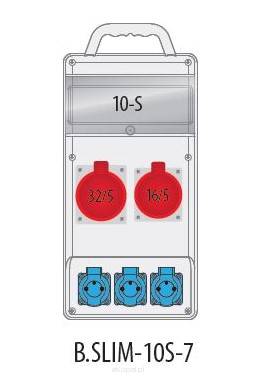 Rozdzielnica przenośna, budowlana 1X32A 5P, 1X16A 5P, 3X230V Pawbol B.SLIM-10S-7