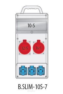 Rozdzielnica przenośna, budowlana 1X32A 5P, 1X16A 5P, 3X230V Pawbol B.SLIM-10S-7