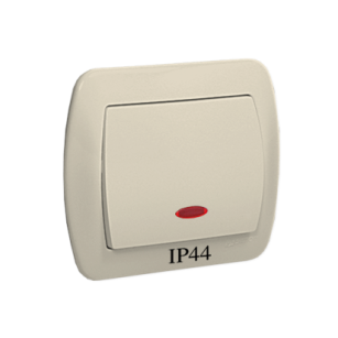 Wyłącznik pojedynczy hermetyczny IP-44 podświetlany, Akord beżowy