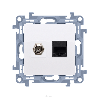 Gniazdo antenowe typu „F” + komputerowe RJ45 kat.5e Simon 10, CASFRJ455.01/11 biały