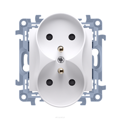 Gniazdo wtyczkowe podwójne z uziemieniem Simon 10, CGZ2M.01/11 biały