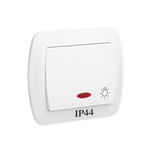 Przycisk światło podświetlany, hermetyczny IP-44, Akord biały