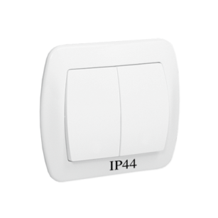Wyłącznik schodowy podwójny hermetyczny IP-44, Akord biały