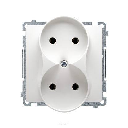 Gniazdo podwójne bez uziemienia,  Simon Basic białe