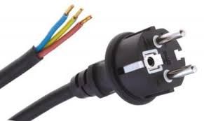 Przewód przyłączeniowy czarny, wtyczka prosta, długość 3m, WJ-34R IP44 (3X1,5)