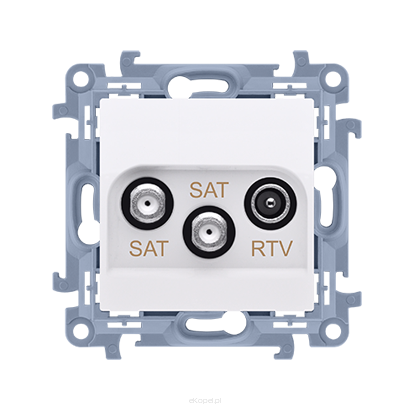 Gniazdo antenowe SAT-SAT-RTV satelitarne podwójne Simon 10, CASK2.01/11 biały