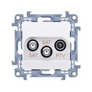 Gniazdo antenowe SAT-SAT-RTV satelitarne podwójne Simon 10, CASK2.01/11 biały